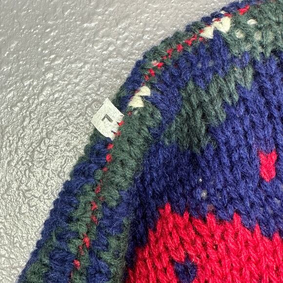 VTG American Eagle Shetland Wool Sweater Chunky Cabincore Gorp Snowflake Large - Picture 4 of 5